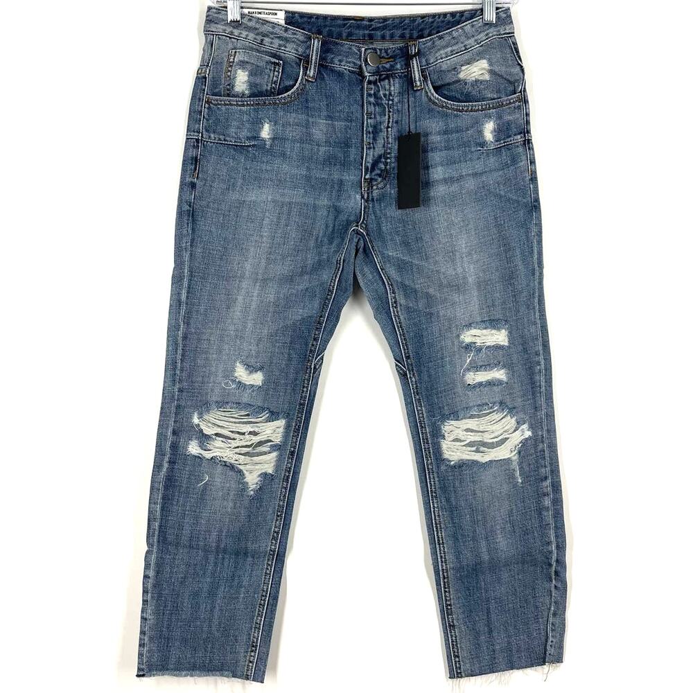 One Teaspoon Mr Whites Denim Jeans Blue Suede Men's 32R NWT Crop